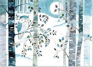 Owl In Deluxe Boxed Holiday Cards (Christmas Cards, Holiday Cards, Greeting Cards) ürün görseli 1