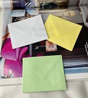 10 Adet Sevimli Küçük Mesaj Zarfı Seti - 7X9 Cm Karışık Renkli (Yeşil, Beyaz, Sarı) Tebrik Kartı Zarfı ürün görseli 1