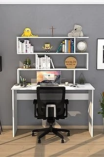 Moonlife Kaya Kitaplıklı Çalışma Masası Beyaz ürün görseli 1