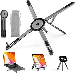 Teknosepetim Dizüstü Bilgisayar Macbook Stand Magsafe İle Uyumlu Telefon Standı Manyetik Tripot 4In1 Portatif Kılıflı Alüminyum Portatif Bilgisayar Telefon Tablet İle Uyumlu Stand ürün görseli 1