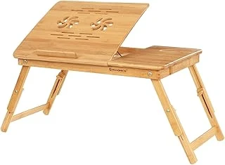 Songmics Bambu Dizüstü Bilgisayar Standı, Yükseklik Ayarlanabilir, Yatak Masası, 5 Eğim Açısı, Çekmeceli Lld001 ürün görseli 1