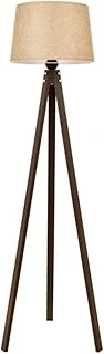 3 Ayaklı Lambader Tripod Ahşap Abajur Konik Kumaş Başlık Hardal Ceviz ürün görseli 1