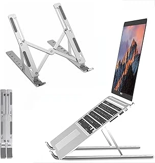 Heartz Metal Laptop Tablet Ipad Dizüstü Bilgisayar Standı 7-17.3 Inç Tüm Cihazlar Için 7 Seviye Yükseklik Ayarı Taşınabilir Kaymaz Laptop Yükseltici Havalandırmalı Soğutma Katlanabilir Masaüstü Stand ürün görseli 1