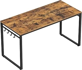 Vasagle Çalışma, Bilgisayar, Ofis Masası, 8 Kancalı, 140 X 60 X 75 Cm, Çalışma Odası, Ev Ofisi, Ofis, Metal, Endüstriyel Tasarım, Kahverengi/Siyah Lwd59X ürün görseli 1