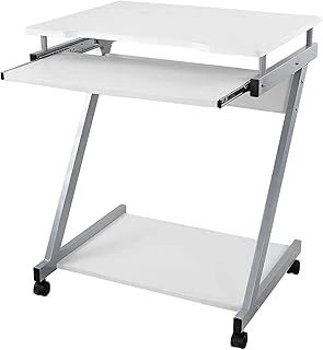 Vasagle Çalışma Masası, 4 Tekerlekli Bilgisayar Masası, Pc Masası, Pürüzsüz Klavye Uzatma, Kolay Montaj, Yerden Tasarruf Sağlayan Z-Şekilli Pc Masası, Beyaz, Lcd811W, 60 X 48 X 73 Cm ürün görseli 1