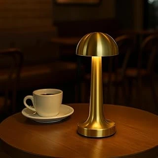 Elektrikurunleri Dekoratif Masa Lambası Dimmerli Şarjlı Lizbon Gold Cafe Restoran Masa Lambası 3 Renk Işık Modu ürün görseli 1