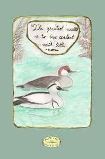 Independently Published The Greatest Wealth Is To Live Content With Little - Plato Quote With Smew Bird Illustration: ~ Alexa ~ Quote Card Collection, 6 X 9 In 101 Lined Pages ürün görseli 1
