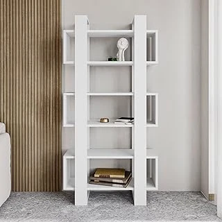 Milano Kitaplık, Raflı Kitaplık, Kütüphane, Çalışma Odası, Ev-Ofis, Beyaz ürün görseli 1