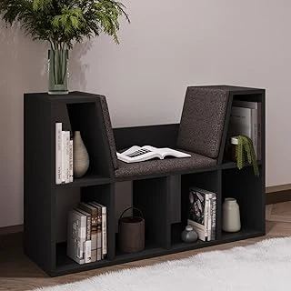 Livora Minderli Kitaplık - Oturma Alanlı 103 Cm Minimalist Tasarım, Antrasit ürün görseli 1