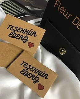 Kraft Teşekkür Kartı 20 Adet Kırmızı Baskılı Tek Taraflı Yazılabilir 8X5 Cm E-Ticaret Hediye – ürün görseli 1