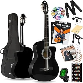 Fourtune Luca Cw-200Bk Kesik Kasa Siyah Klasik Gitar Seti 4/4 Sap Ayarlı (Cutaway) ürün görseli 1