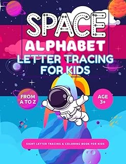 Independently Published Space Alphabet Letter Tracing For Kids: From A To Z, Sight Dotted Letters, Coloring Book For Preschool, Kindergarten | Black & White Space Images To Color | Gift For Toddlers ürün görseli 1