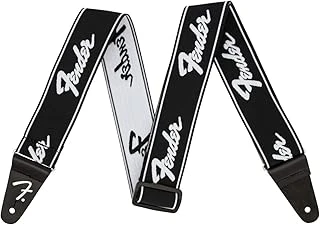 Fender Weighless Running Logo Gitar Askısı 5,1 Cm, Siyah/Beyaz ürün görseli 1