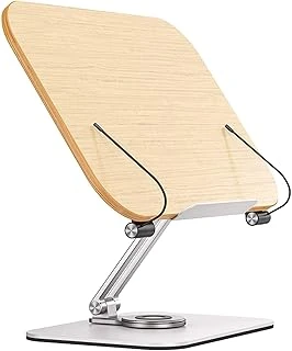 Coverzone Profesyonel Kitap Okuma Tutucu Ders Çalışma Sunum Standı Kaliteli Karbon Çelik Ahşap Malzeme 360 Derece Döner Yüksekliği Açısı Ayarlanabilir Tablet Tutucu Kullanım Tm13 Kahve ürün görseli 1