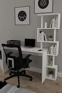 Moonlife Pratik Kitaplıklı Çalışma Masası Beyaz 120X50 ürün görseli 1