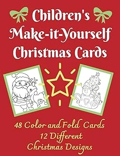 Independently Published Children'S Make-It-Yourself Christmas Cards: 48 Color And Fold Cards 12 Different Christmas Designs ürün görseli 1