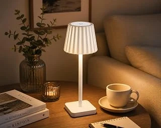 Merida Şarjlı Led Masa Lambası | 3 Renk (3000K-4500K-6000K) Dimmer Ayarlı | Dokunmatik | Kablosuz | Type-C Şarjlı | Dekoratif Ambiyans Aydınlatma | 38 Cm (Beyaz) ürün görseli 1
