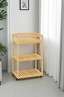 Digithome Bambu 3 Raflı Tekerlekli Sunum Servis Arabası Mutfak Rafı Sehpa Banyo Rafı Db-0029 ürün görseli 1