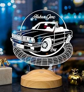 Klasik Bmw E30 Cabrio, Bmw Logolu Hediye 3D Led Lamba, Bmw Hayranına Hediye ürün görseli 1