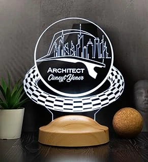 Mimara Özel Led Masa Lambası – Kişiye Özel Baret Şekilli 3D Lamba, Mimarlar Günü Mezuniyet Hediyesi ürün görseli 1