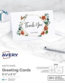 Avery Greeting Cards, Inkjet Yazıcılar, 20 Boş Kart Zarf, 5,5 X 8,5, Katlanmış (3265) ürün görseli 1