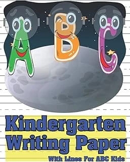 Kindergarten Writing Paper With Lines For Abc Kids: The Moon Abc Astronaut - 120 Blank Handwriting Practice Paper With Dotted Lines - Size (8.5 ... Books For Kids To Learn How To Write Abc ürün görseli 1