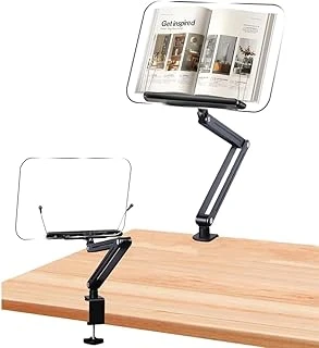 Coverzone Ayarlanabilir Masa Kenarı Kitap Tablet Standı – 360° Dönebilen, 87.5Cm Yükseklik Ayarlı, Kelepçeli Metal Kol, Şeffaf Akrilik Panel, Kitap Okuma, Tablet, Ipad Ile Uyumlu | P87 ürün görseli 1