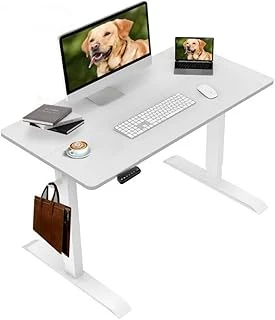 Ofisi - Elektrikli Yüksekliği Ayarlanabilir Ergonomik Bilgisayar & Çalışma Masası - Tek Motorlu (2 Hafızalı) (Beyaz, 120 * 60) ürün görseli 1