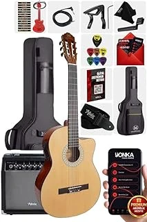 Maxword X50-Eq-Amp Profesyonel Masif Ağaç Amfili Elektro Klasik Gitar Seti Üst Segment ürün görseli 1