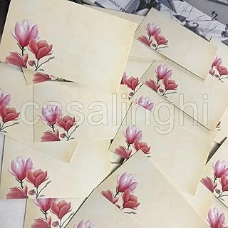 Pembe Çiçekli Yazısız Kart Not Kartı Tek Taraflı Boş Yazılabilir Mesaj Kartı 8X5 Cm -10 Adet ürün görseli 1