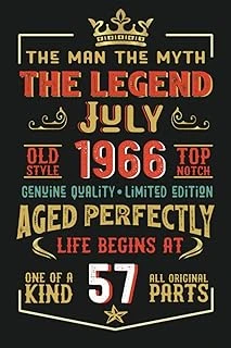 Independently Published July 1966 The Man The Myth The Legend: Notebook - Journal| July 57 Birthday Gift For Men Women Girls Boys Birthday 1966 Personalized ürün görseli 1