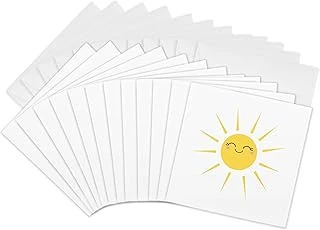 3Drose Gülümseyen Mutlu Güneş - Sevimli Kawaii Sarı Güneşli Gülen Yüz - Beyaz Üzerine Yazlık Güneş Işığı - Tebrik Kartları, 15 X 15 Cm, 12'Li Set (Gc_113063_2) ürün görseli 1