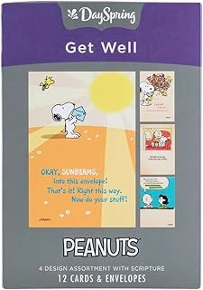 Dayspring Tebrik Kartları İyi Geçmiş Olsun, Ekru Renkli Zarflarla Kabartmalı, 12 Adet, Peanuts (77553) ürün görseli 1