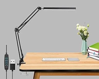 Coverzone Dekoratif Led Masa Lambası Sy040 Usb Kablolu Kademeli 3 Eklemli Led Masa Lambası, Kıskaçlı Model Çalışma Masası Lambası Kitap Okuma Için Işık (Sy040 - Siyah) ürün görseli 1