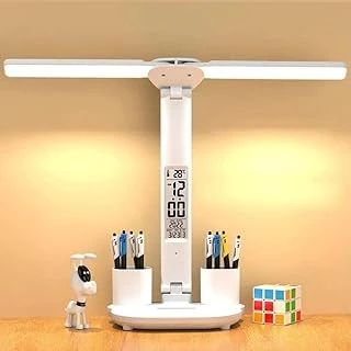 Coverzone Katlanabilir Led Masa Lambası Dijital Ekranlı Saat Tarih Sıcaklık Göstergeli Usb 5V 1A 7W Dokunmatik Kontrollü Ayarlanabilir 180° Işık Açılı 2 Kalemlikli Masaüstü Aydınlatma | Ka-71 ürün görseli 1