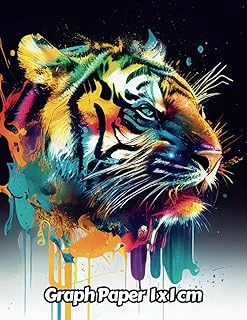 Abstract Tiger Graph Paper 1X1 Cm: 1Cm Squared Grid Paper | Gift For People Who Love Cats, Wildlife Animal Lovers | For Back To School, Office, Work | 8.5 X 11 Inches | 111 Pages | V3 ürün görseli 1