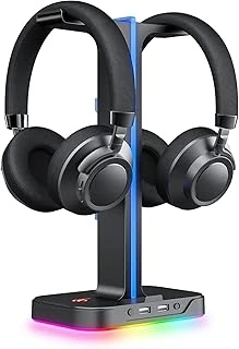 Havit Çift Kulaklık Askısı, 2 Usb Bağlantı Noktası, Rgb Kulaklık Tutucu, Oyuncular Için, Pc Için, Siyah (Th650) ürün görseli 1