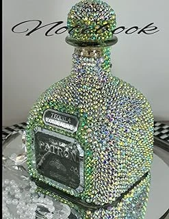 Silver Diamond Bling Bedazzled Patron Alcohol Bottle 8.5 X 11 Inches 110 Wide Ruled Pages ürün görseli 1