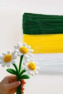 Bimotif 100Lü Tüylü Tel Şönil, 30 Cm (50 Adet Yeşil, 25 Adet Sarı, 25 Adet Beyaz, Papatya Yapımına Uygun) ürün görseli 1