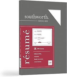 Southworth®%100 Pamuk Özgeçmiş Kağıdı, 8 1/2 "X 11", 14,5 Kg,%100 Geri Dönüştürülmüş, Beyaz, 100'Lü Paket ürün görseli 1