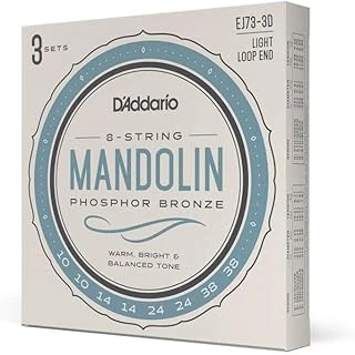D'Addario Ej73 Mandolin, Fosfor Bronz, Hafif Gerilim, 10-38, 3 Set ürün görseli 1