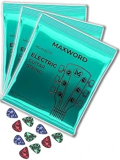 Maxword Gt-Electric-3X Kaliteli Elektro Gitar Teli 3 Takım Set (10 Pena Hediye) ürün görseli 1