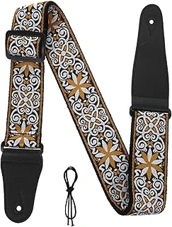Aputue Gitar Askısı, Jakar Desenli Nakışlı Ayarlanabilir Pamuklu Gitar Bas Askısı, Çocuklar Gitaristler İçin Renkli Şık Tasarım ürün görseli 1