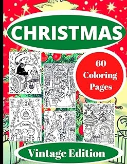 Christmas - 60 Coloring Pages - Edition - Holiday Gift For Children And Adults Too - Drawings And Illustrations: Color Cut And Make Your Own Greeting Card ürün görseli 1