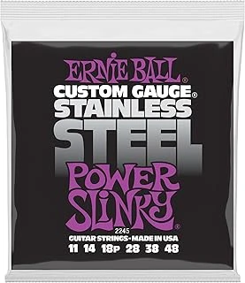 Ernie Ball Power Slinky Paslanmaz Çelik Yara Elektro Gitar Telleri, Ölçü 11-48 ürün görseli 1