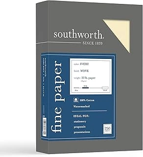Southworth%100 Pamuk İş Kağıdı, 8.5" X 11", 32 Lb/120Gsm, Dokuma Kaplama, Fildişi, 250 Yaprak - Ambalaj Değişebilir (Jd18Ic) ürün görseli 1