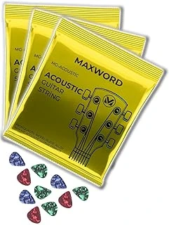 Maxword Gt-Acoustic-3X Kaliteli Akustik Gitar Teli 3 Takım Set (10 Pena Hediye) ürün görseli 1