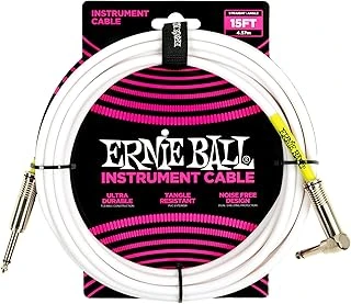 Ernie Ball 15'Lik Pvc Düz Açılı Iç Kablo Beyaz ürün görseli 1