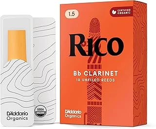 Rico By D'Addario Bb-Klarinettenblätter | Hochpräzise Gefertigt | Böhm | Stärke 1,5 | 10Er-Packung | Warmer Voller Ton | Angenehmes Spielgefühl ürün görseli 1
