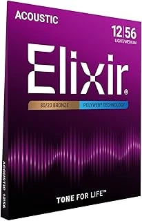 Elixir® Tel 80/20 Bronz Akustik Gitar Teli, Polyweb® Kaplama, Light/Medium (.012-.056) ürün görseli 1